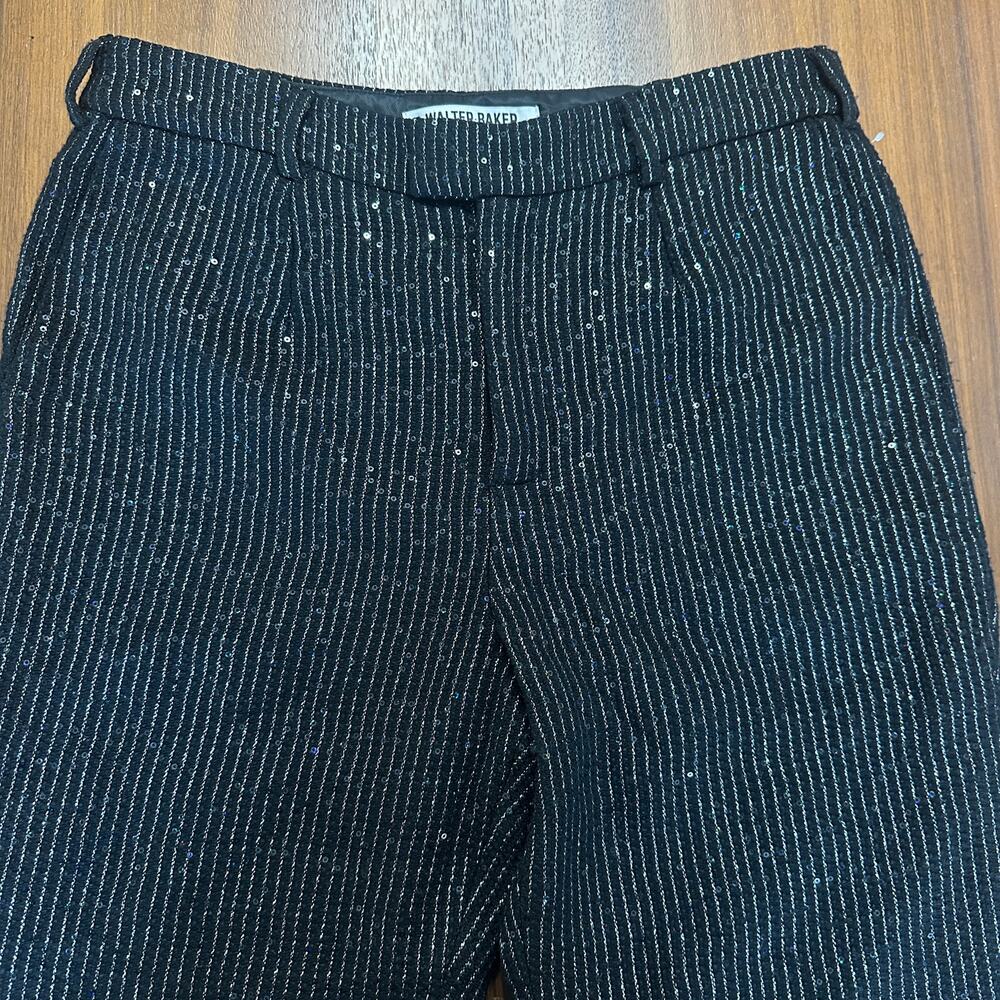 Walter Baker Black Tyler Pant, Sparkle Tweed,‎ Cropped, Holiday,  Size 12 NWOT - Picture 4 of 12